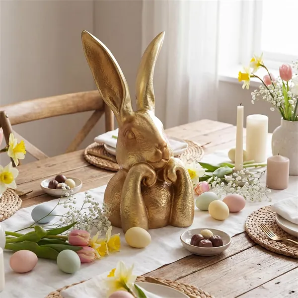 š° Vintage Gold Easter Bunny Figurines - Image 2