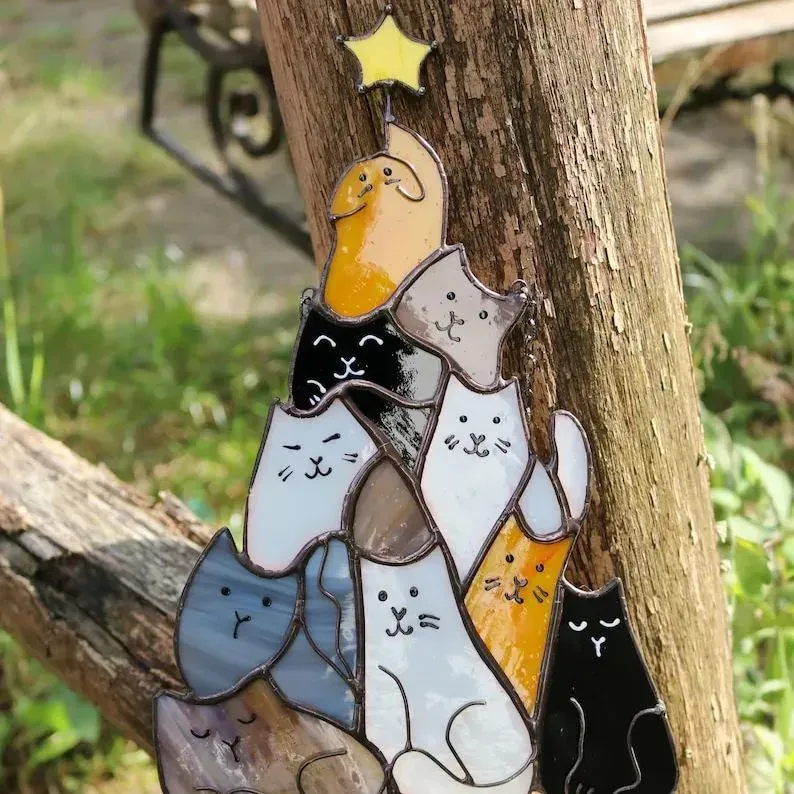 😻Cat Christmas Tree Suncatcher Ornament - Image 3