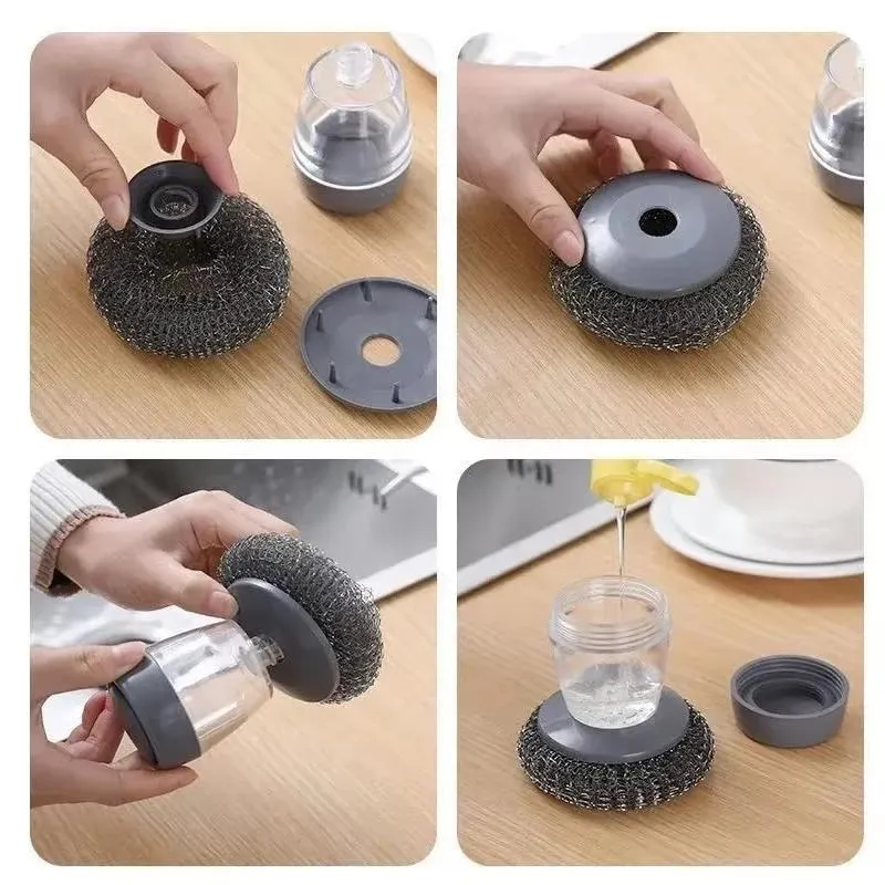 💖-Automatic Liquid Filling Good Handle Soap Dispense Palm Kitchen Brush for Bowl Sink Cleaning Pot Comfortable - Image 5
