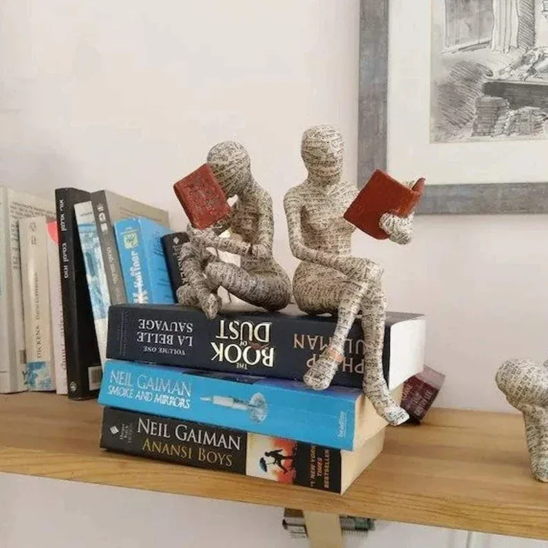 Nordic Modern Reading Woman Statue - Image 3