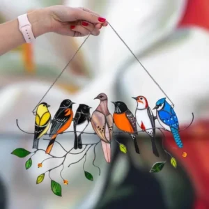 LAST DAY 49% OFF - Birds Stained Window Panel Hanging