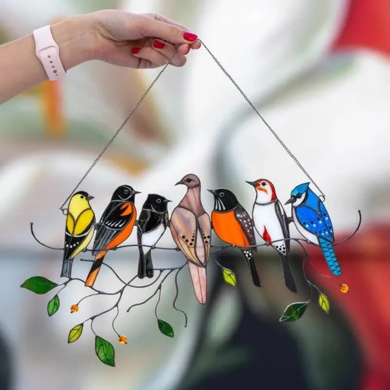 LAST DAY 49% OFF - Birds Stained Window Panel Hanging