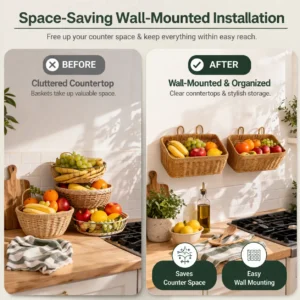 🧺 Handwoven-Style Wall Hanging Baskets – 2-Pack, Boho Storage for Any Room