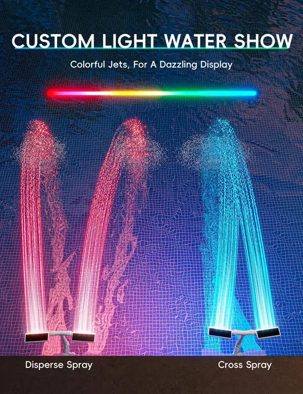 Solar Pool Fountain with Lights Dual Arc - Above/Inground Pool Fountain Lights with Remote Control - Image 2