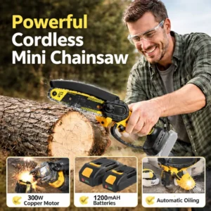 🌲Cordless Mini Chainsaw: Slice through overgrown branches and thick brush with one hand to keep your yard manicured without the heavy lifting. 🌳