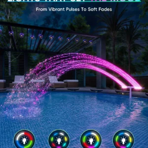 Solar Pool Fountain with Lights Dual Arc - Above/Inground Pool Fountain Lights with Remote Control