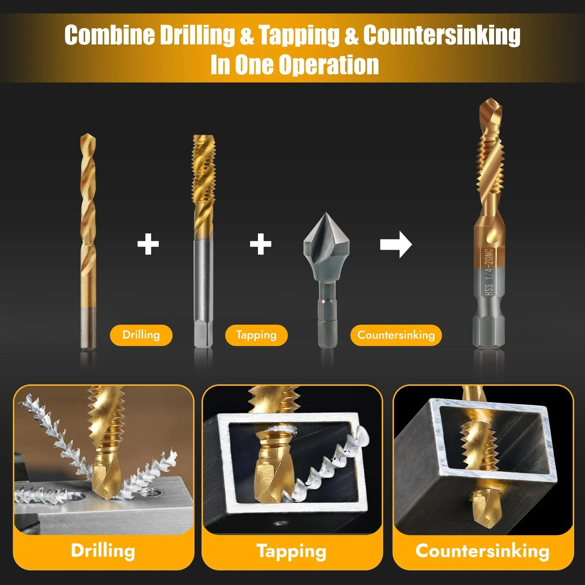 🔥3 In 1 Spiral Tap Hex Shank Drill Bit Set - Image 2