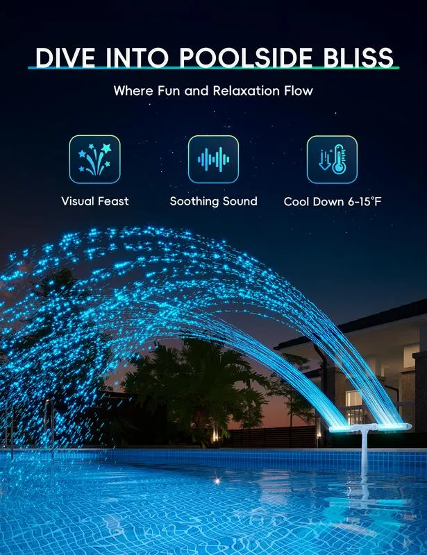Solar Pool Fountain with Lights Dual Arc - Above/Inground Pool Fountain Lights with Remote Control - Image 5