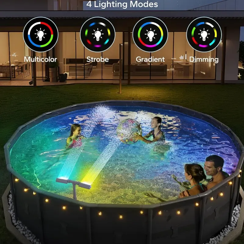 Solar Pool Fountain with Lights Dual Arc - Above/Inground Pool Fountain Lights with Remote Control - Image 24