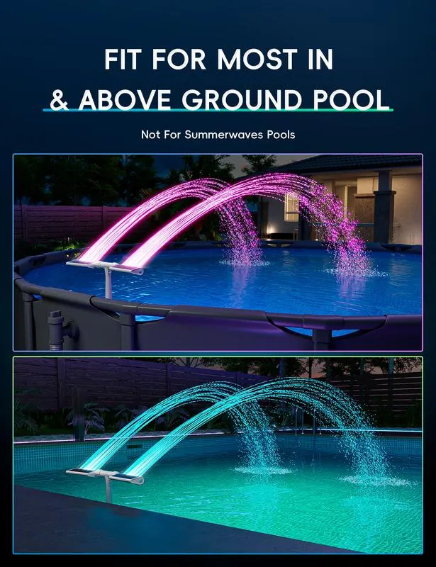 Solar Pool Fountain with Lights Dual Arc - Above/Inground Pool Fountain Lights with Remote Control - Image 4