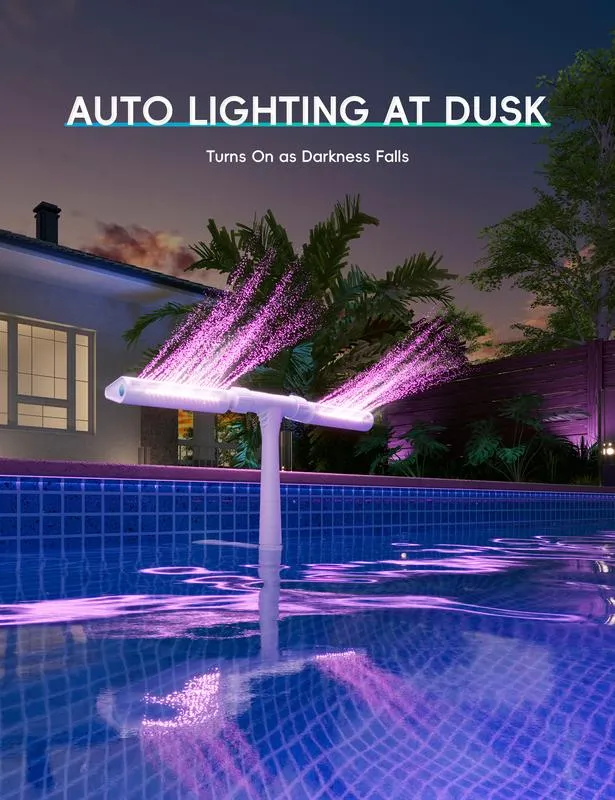 Solar Pool Fountain with Lights Dual Arc - Above/Inground Pool Fountain Lights with Remote Control - Image 3