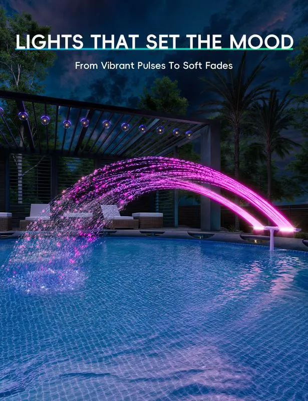 Solar Pool Fountain with Lights Dual Arc - Above/Inground Pool Fountain Lights with Remote Control - Image 26