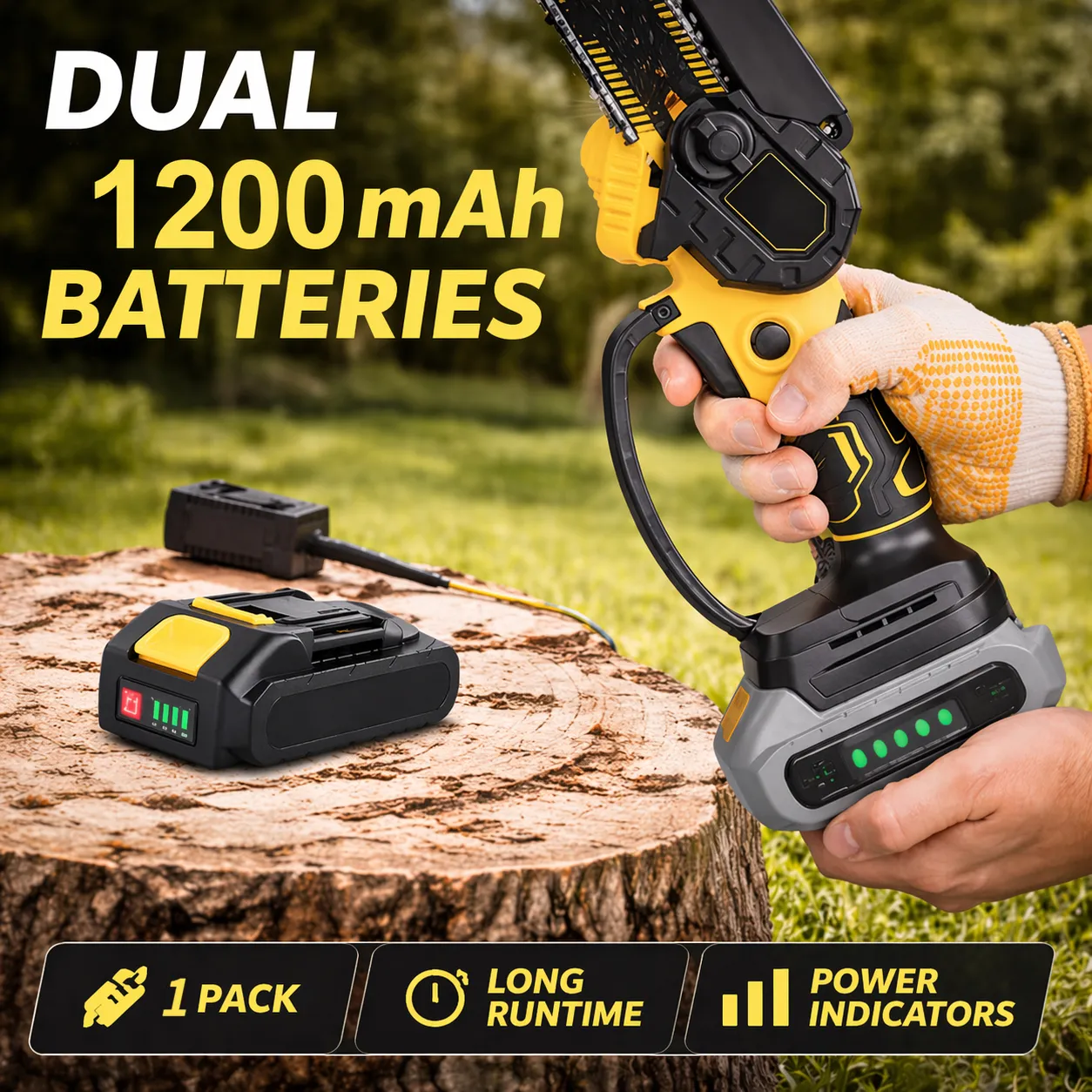 🌲Cordless Mini Chainsaw: Slice through overgrown branches and thick brush with one hand to keep your yard manicured without the heavy lifting. 🌳 - Image 5