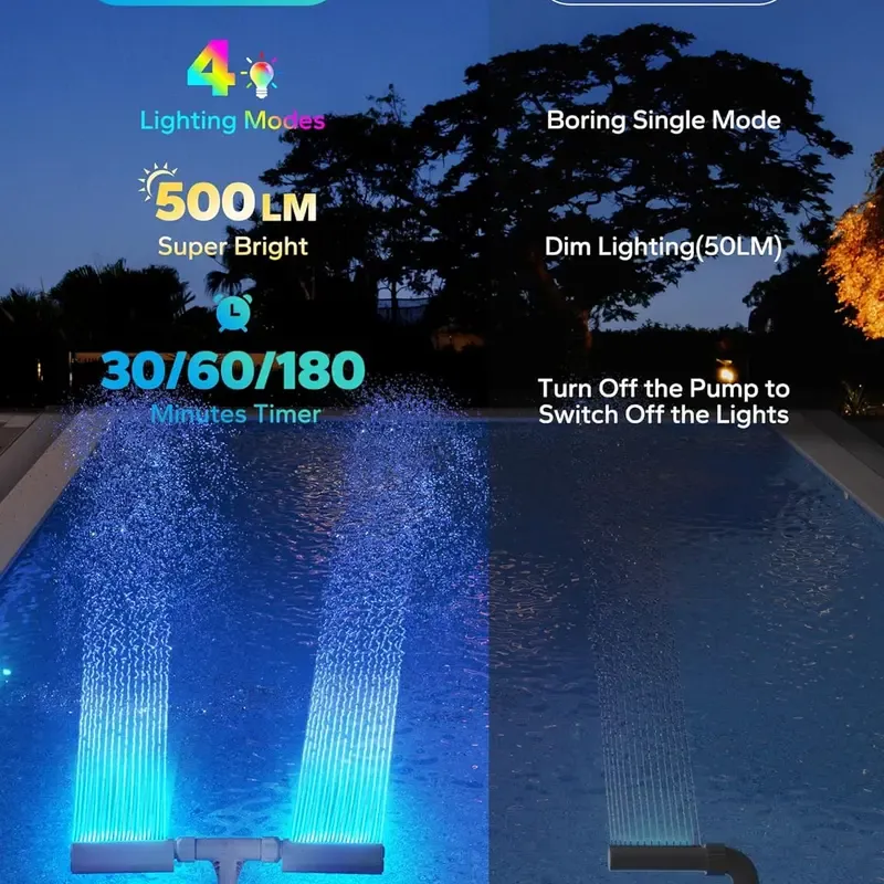 Solar Pool Fountain with Lights Dual Arc - Above/Inground Pool Fountain Lights with Remote Control - Image 21