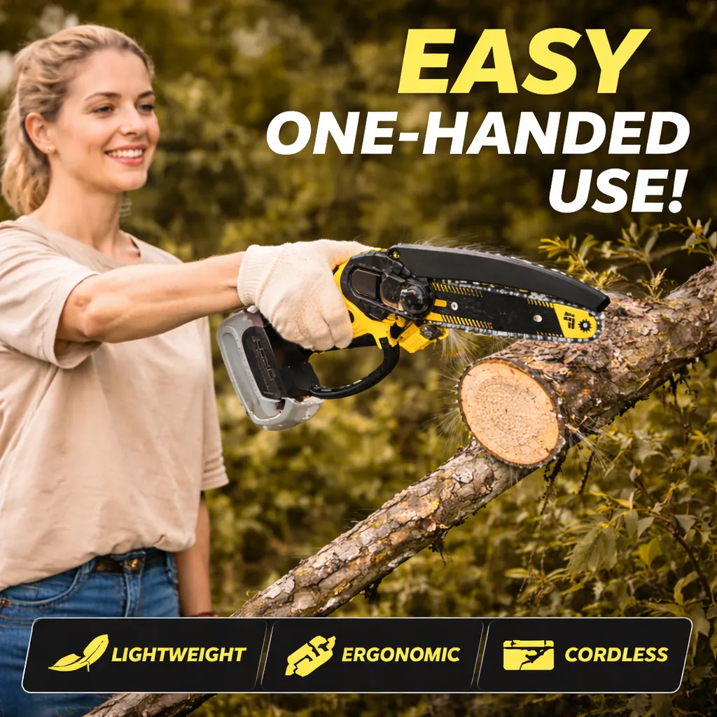 🌲Cordless Mini Chainsaw: Slice through overgrown branches and thick brush with one hand to keep your yard manicured without the heavy lifting. 🌳 - Image 4