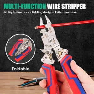 🔧 13-in-1 Foldable Wire Stripper Pliers with Voltage Tester