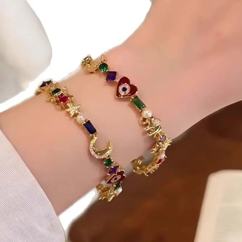 💫✨ Celestial Charm Bracelet – Sun, Moon, Stars, Multi-Color Crystals - Image 9