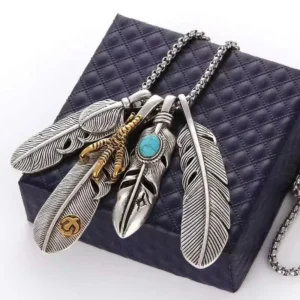 Eagle Claw Feather Turquoise Four-Piece Necklace