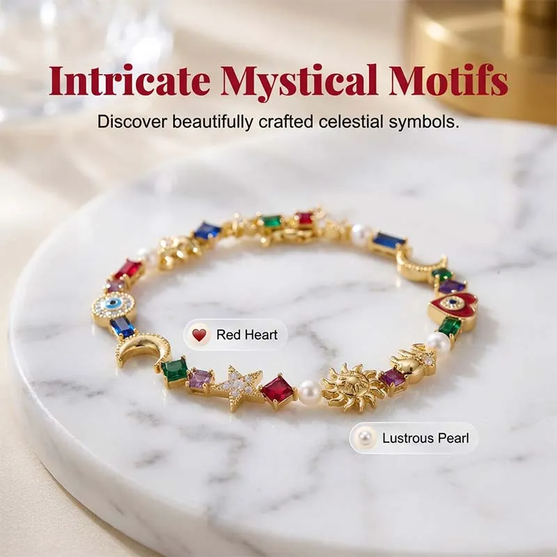 💫✨ Celestial Charm Bracelet – Sun, Moon, Stars, Multi-Color Crystals - Image 2