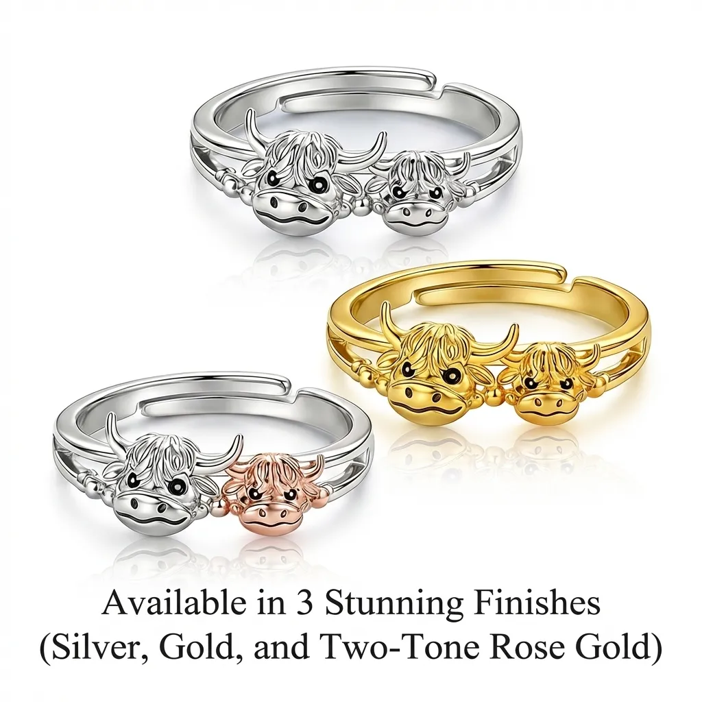 ✨ Handcrafted Highland Cow Adjustable Ring - Image 9