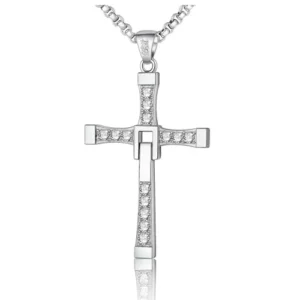 Titanium Steel Cross Necklace for Men - Brotherhood Legacy Pendant, Ride or Die Gift for Car Culture Enthusiasts