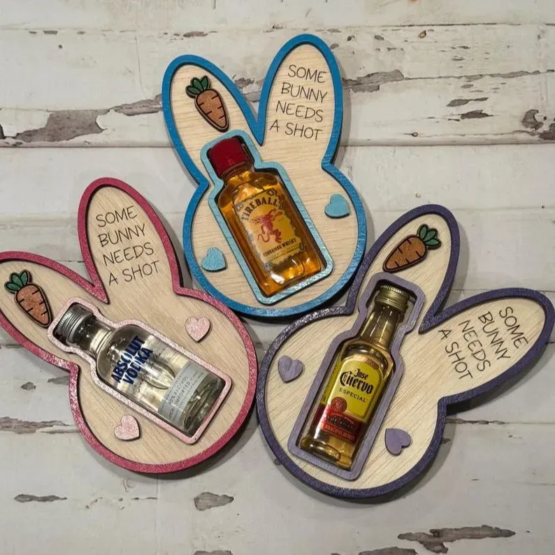 🐰 Some Bunny Needs a Shot! – Bunny Liquor Bottle Holder - Image 3