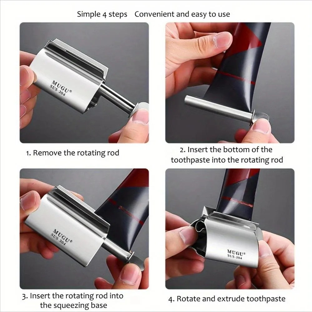 304 Stainless Steel Squeeze Toothpaste Device Practical Squeezer Toothpaste Holder Presser Portable Squeeze Facial Cleanser Toothpaste Clip hot  air  dryer family bathroom decor waterproof holder brush  sterilizer tartar remover UV Rechargeable Toothbrush