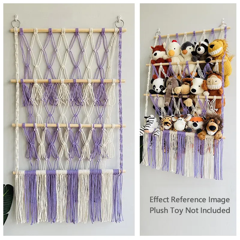 🧸3-Tier Wall Hanging Plush Toy Storage Net with Tassels - Image 15