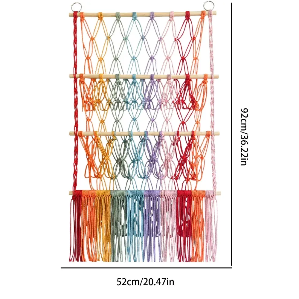 🧸3-Tier Wall Hanging Plush Toy Storage Net with Tassels - Image 9
