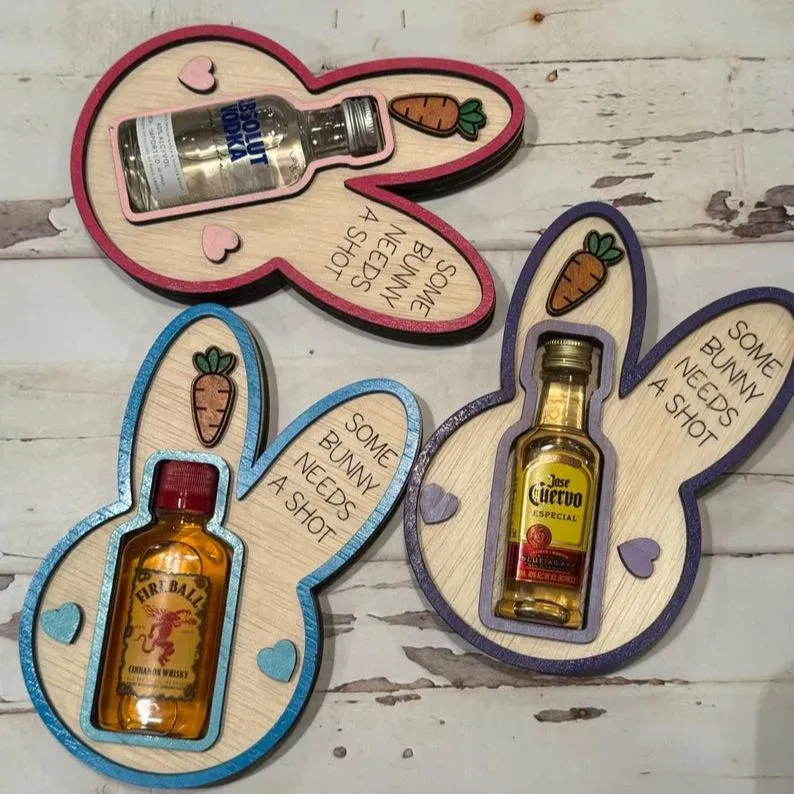 🐰 Some Bunny Needs a Shot! – Bunny Liquor Bottle Holder - Image 7