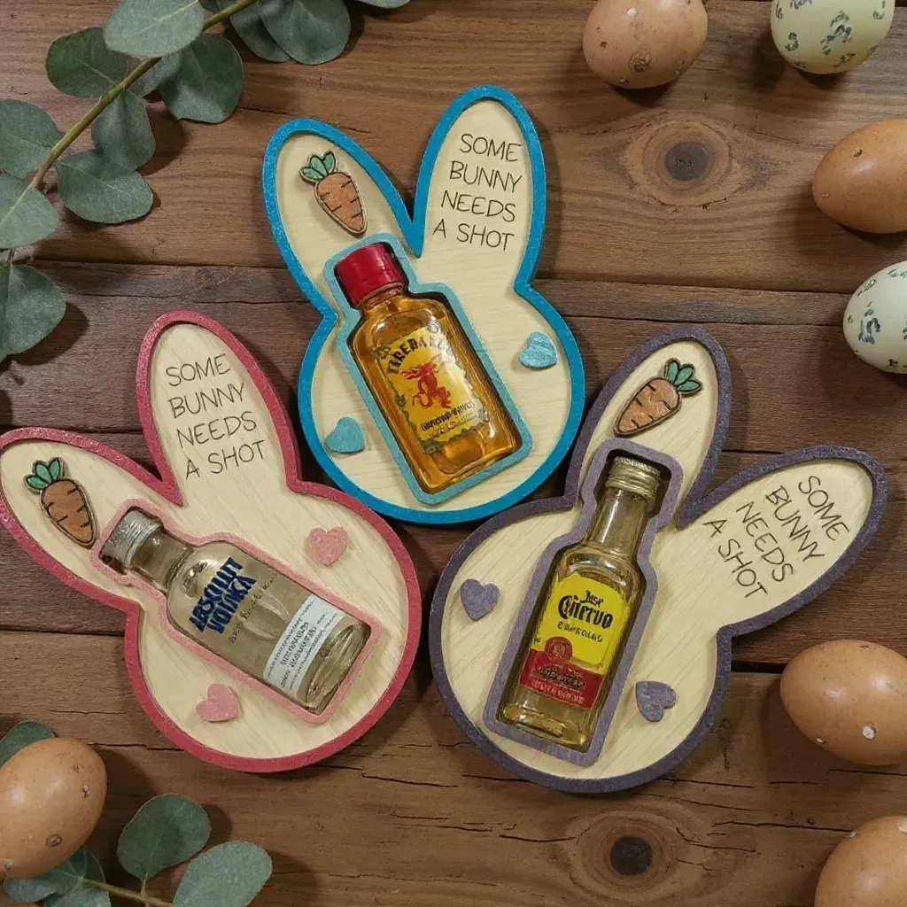 🐰 Some Bunny Needs a Shot! – Bunny Liquor Bottle Holder - Image 8