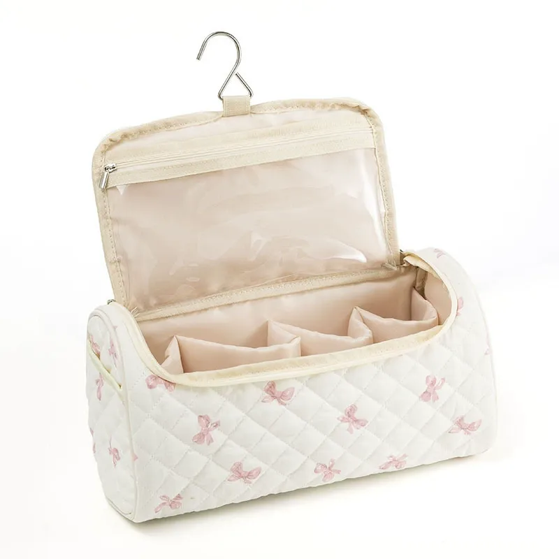 Large Capacity Quilted Travel Organizer – Hair Dryer & Cosmetic Storage Case with Multi-Pockets - Image 9