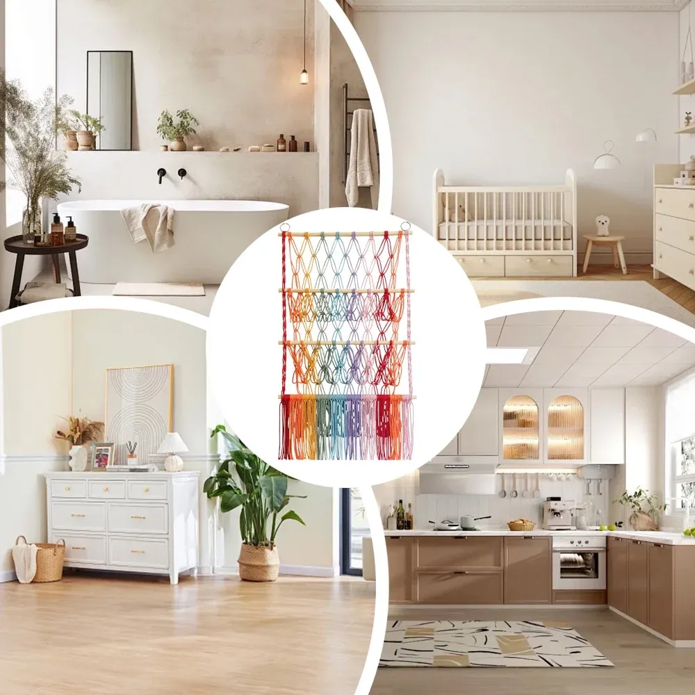 🧸3-Tier Wall Hanging Plush Toy Storage Net with Tassels - Image 7