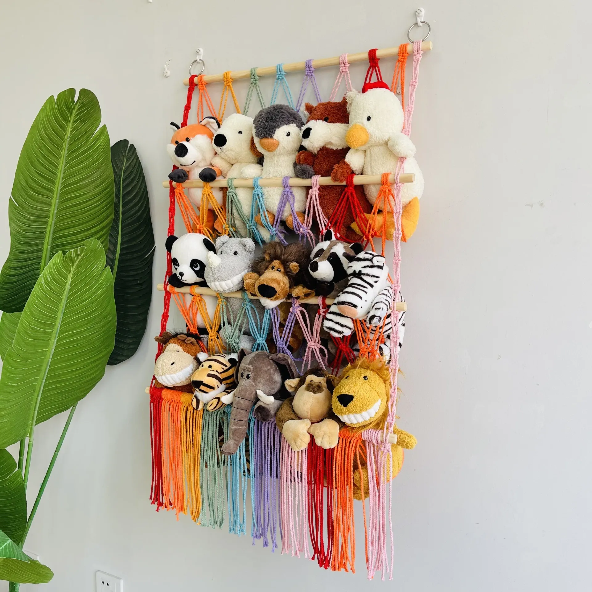 🧸3-Tier Wall Hanging Plush Toy Storage Net with Tassels - Image 4