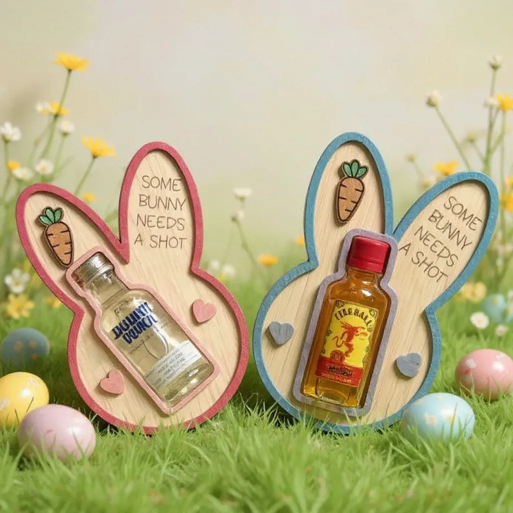 🐰 Some Bunny Needs a Shot! – Bunny Liquor Bottle Holder - Image 5