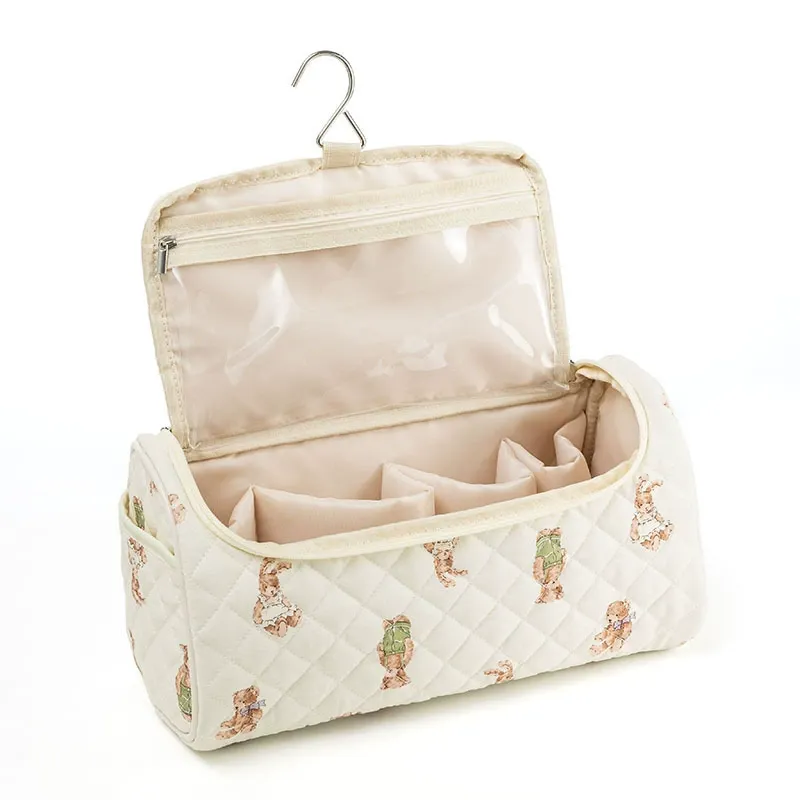 Large Capacity Quilted Travel Organizer – Hair Dryer & Cosmetic Storage Case with Multi-Pockets - Image 8