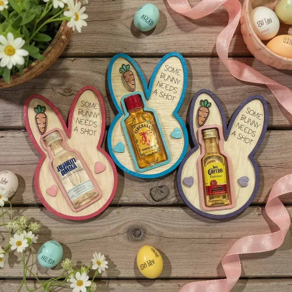 🐰 Some Bunny Needs a Shot! – Bunny Liquor Bottle Holder - Image 2