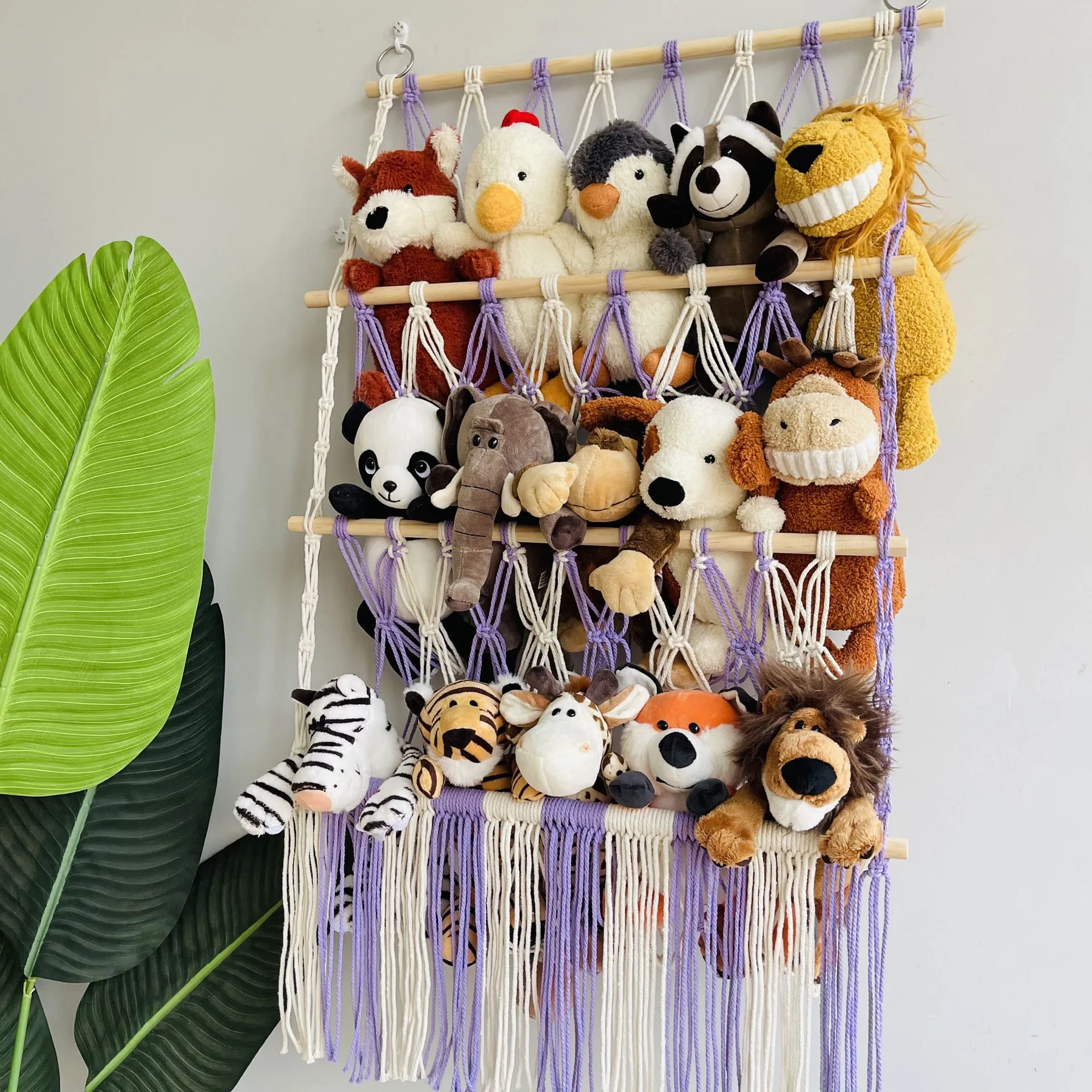 🧸3-Tier Wall Hanging Plush Toy Storage Net with Tassels - Image 5
