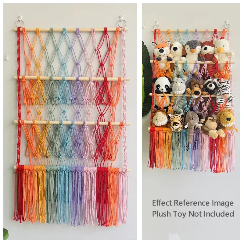 🧸3-Tier Wall Hanging Plush Toy Storage Net with Tassels - Image 14