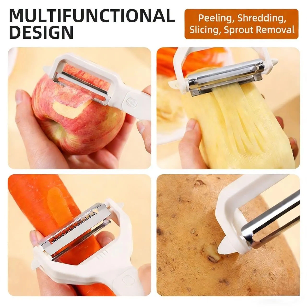 2 in 1 Vegetable Peeler, Multifunctional Peeler & Grater, Kitchen Fruit Peeling Shredding Tool - Image 8