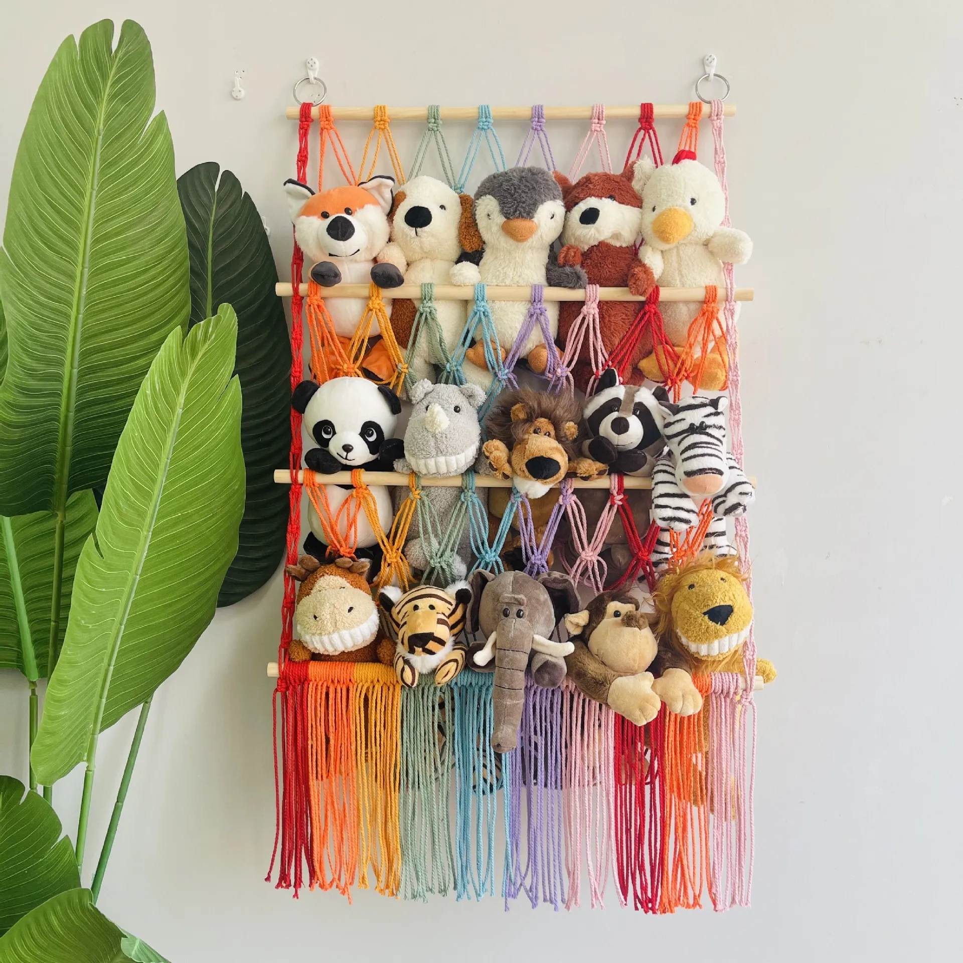 🧸3-Tier Wall Hanging Plush Toy Storage Net with Tassels - Image 10