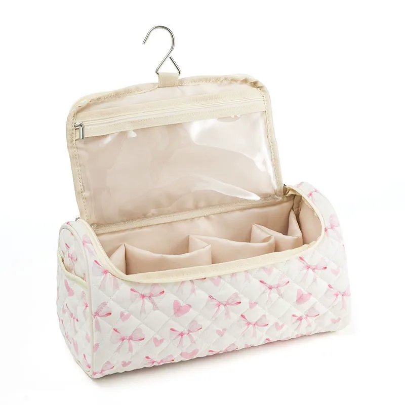 Large Capacity Quilted Travel Organizer – Hair Dryer & Cosmetic Storage Case with Multi-Pockets - Image 3