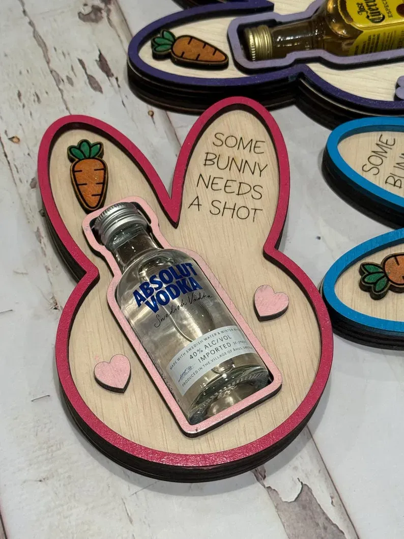 🐰 Some Bunny Needs a Shot! – Bunny Liquor Bottle Holder - Image 9