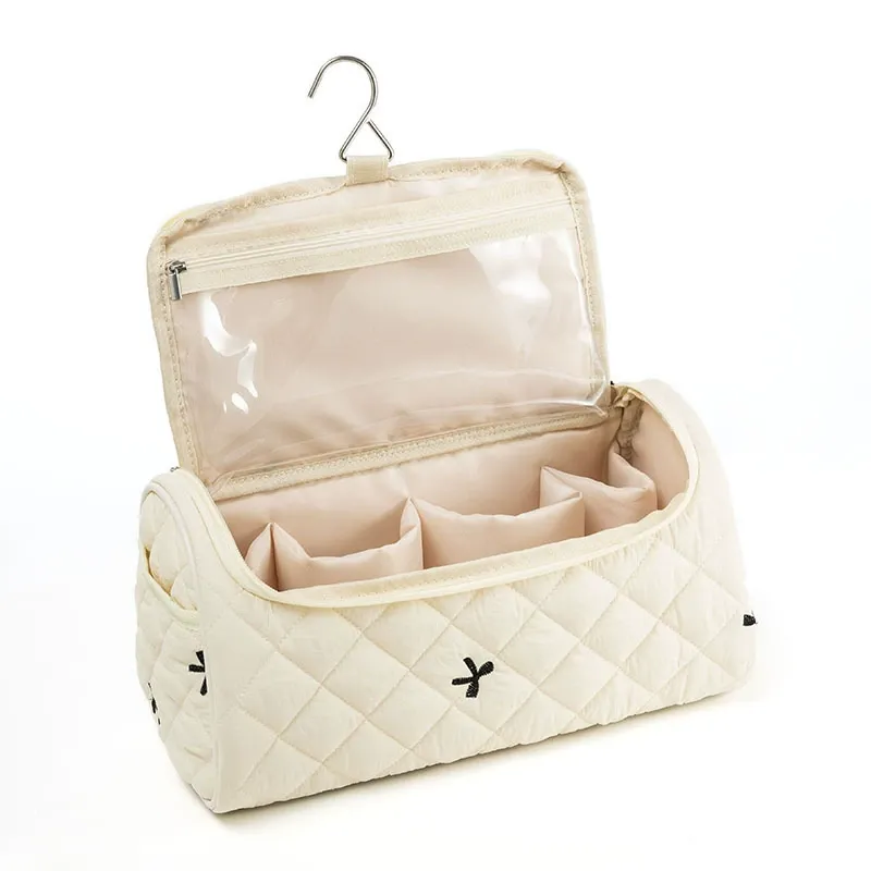 Large Capacity Quilted Travel Organizer – Hair Dryer & Cosmetic Storage Case with Multi-Pockets - Image 7