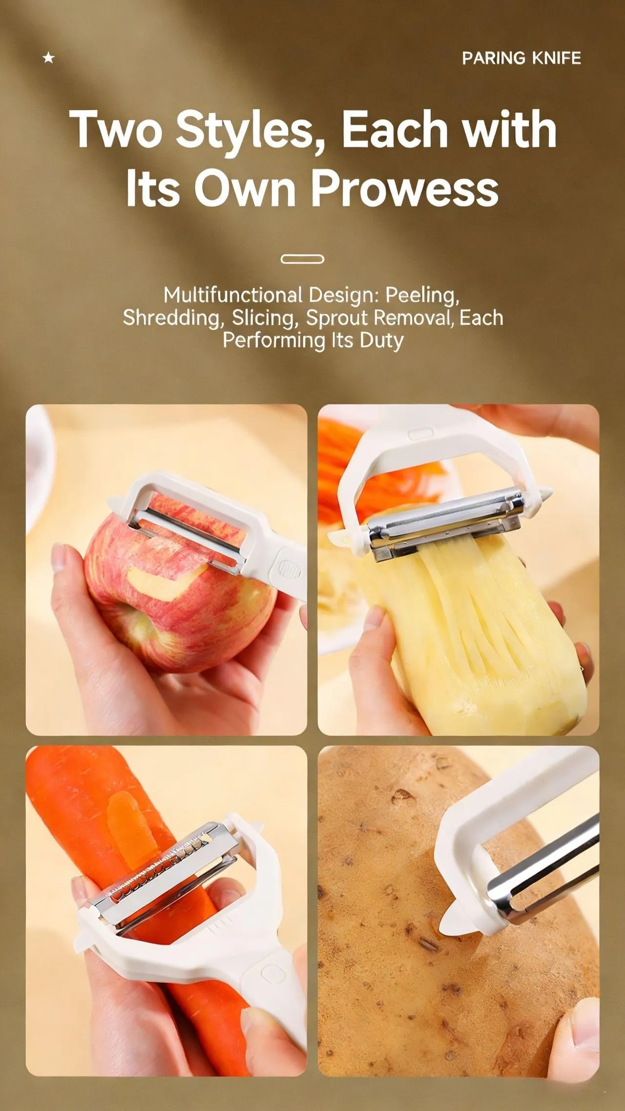 2 in 1 Vegetable Peeler, Multifunctional Peeler & Grater, Kitchen Fruit Peeling Shredding Tool - Image 10