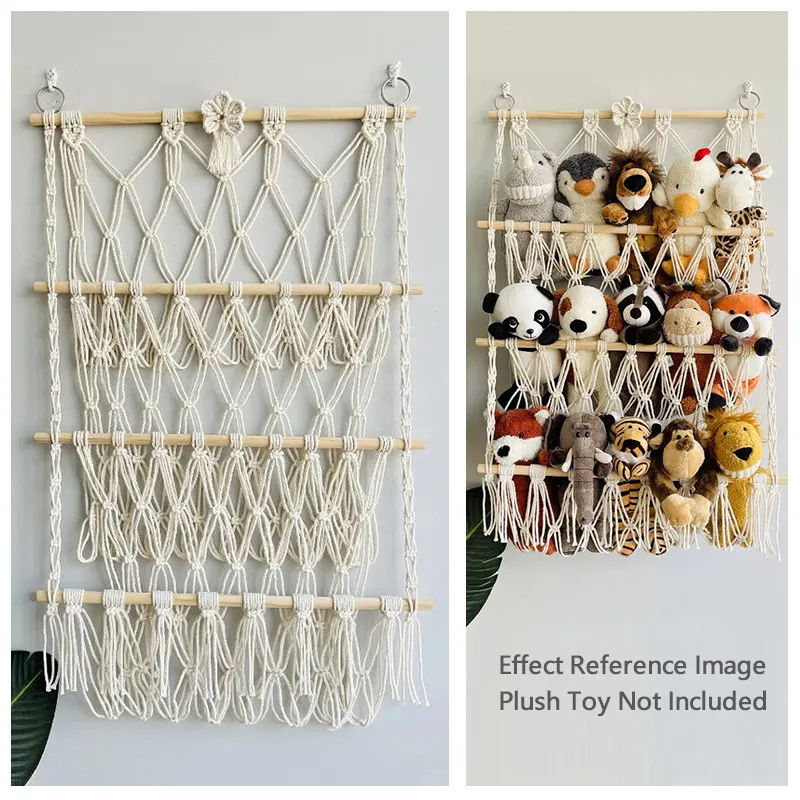 🧸3-Tier Wall Hanging Plush Toy Storage Net with Tassels - Image 13
