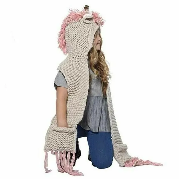 KNITTED UNICORN HATS WITH SCARF SET WINTER WINDPROOF - Image 11