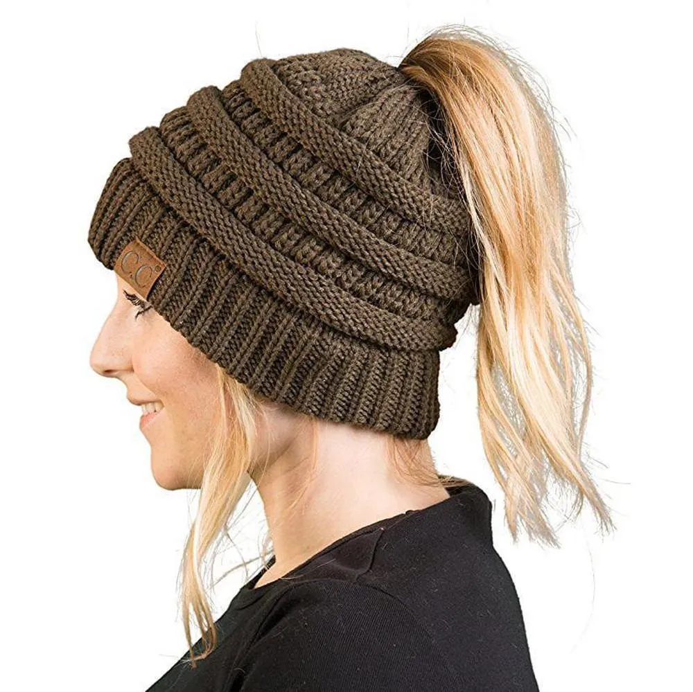 Fashion Soft Knit Ponytail Beanie - Image 13