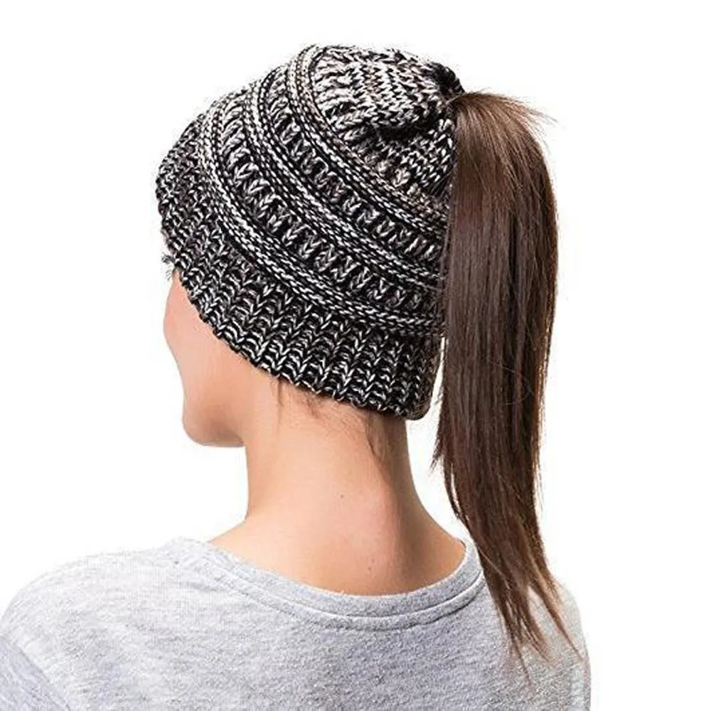 Fashion Soft Knit Ponytail Beanie - Image 8