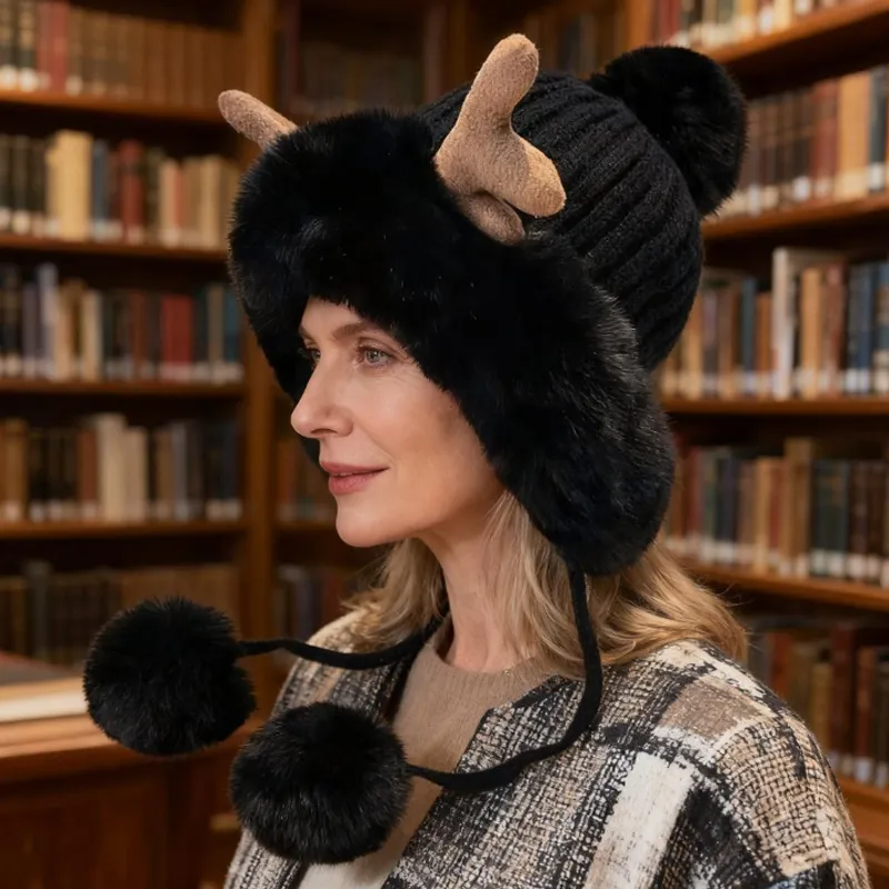 🦌 Cute Reindeer Antler Earmuff Hat - Image 19
